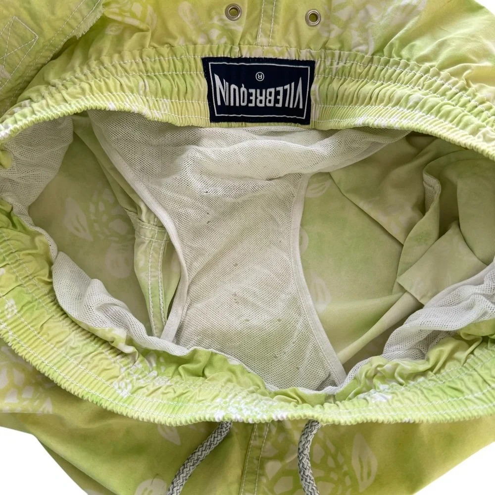 Vilebrequin Men’s Lime Green Turtle Swim Trunks‎ Board Shorts Bathing Suit XL
